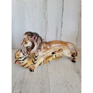 Artmark lion‎ tiger fight attack vintage figure unique animal cat home decor